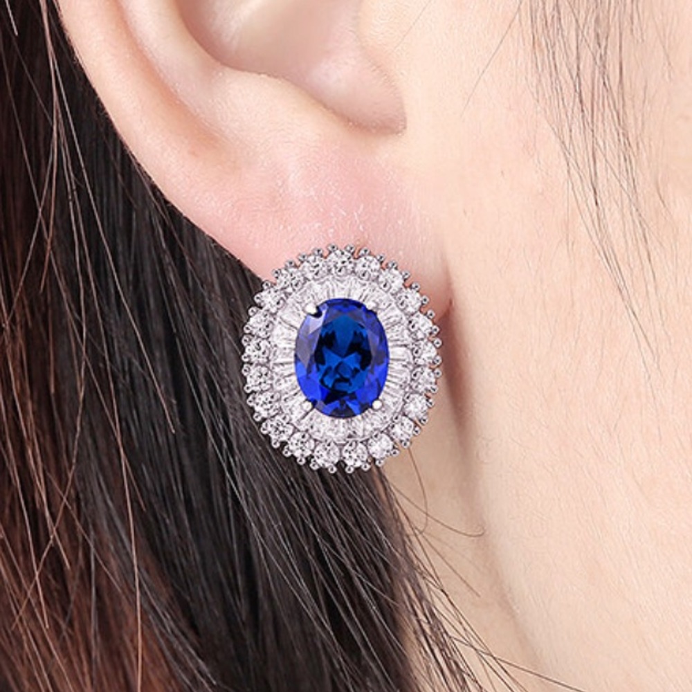 Cubic Zirconia & Simulated Ruby Stud Earrings In … - image 2